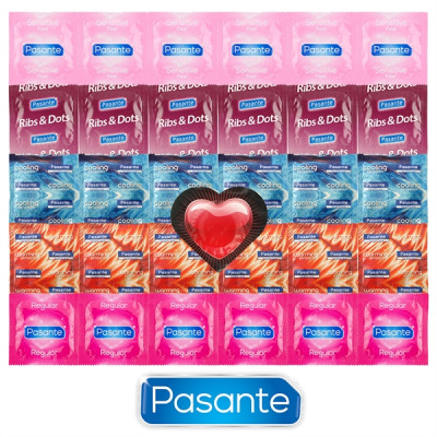 Pasante Mix for Every Occasion - 30 Condoms Pasante + Heart Shaped Condom As a Gift