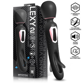 InToYou Lexy Vibrating Wand with Internal Flipping Tongue Black