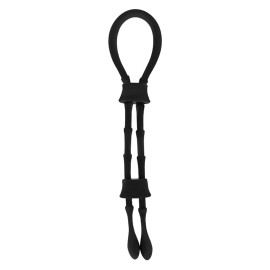 OhMama Silicone Cord-Cock and Testicles Ring Black